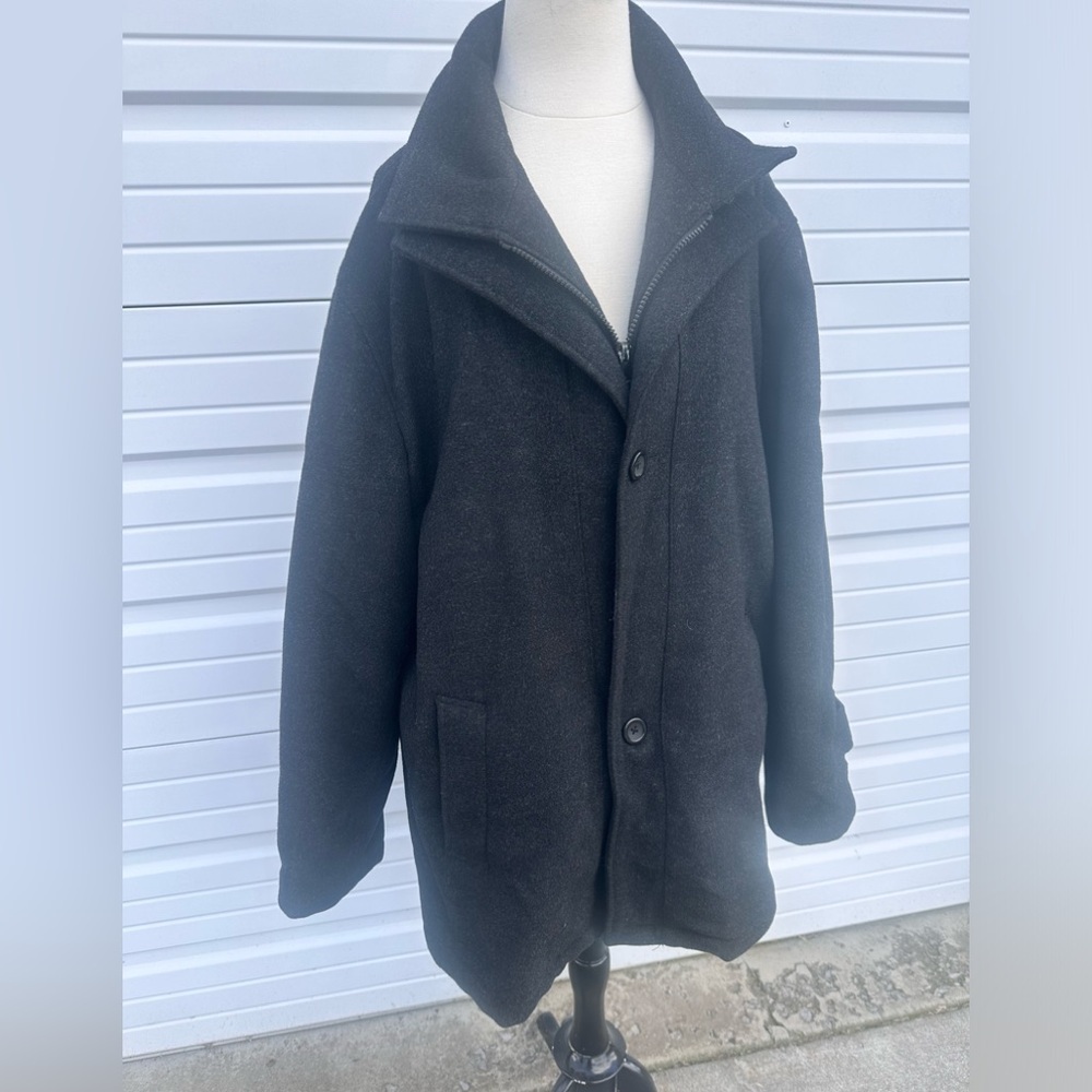 Afazzy New York men's gray/black wool coat size L - Picture 2 of 14